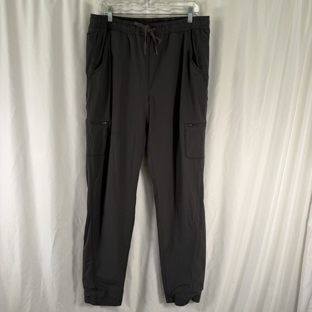 Eddie Bauer Fleece Lined Cargo Pants Womens T12 Tall Grey Elastic Waist Pull On